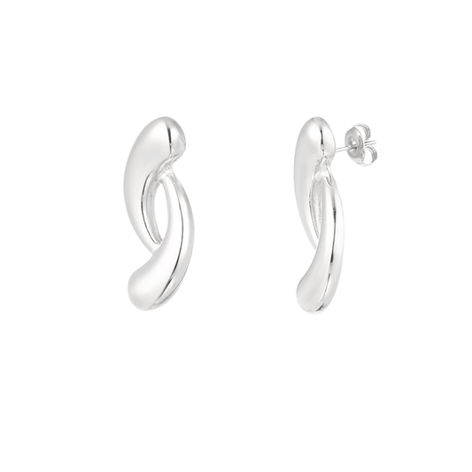 Soft Curve Earrings in zilver – gebogen oorbellen van stainless steel