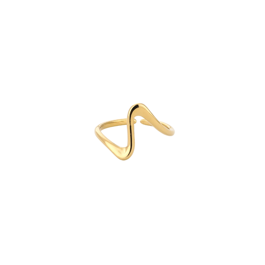 Gouden verstelbare ring met golvend design van stainless steel