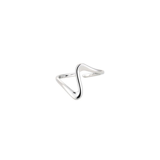 Zilveren verstelbare ring met golvend design van stainless steel
