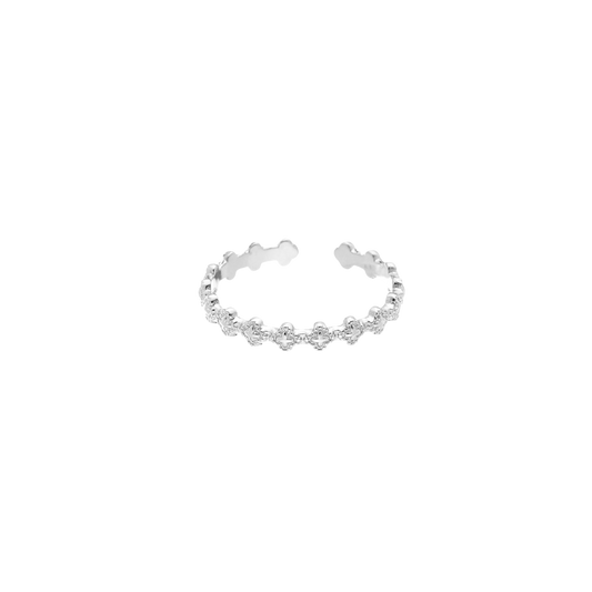 Open ring met bolletjesstructuur en reliëf

