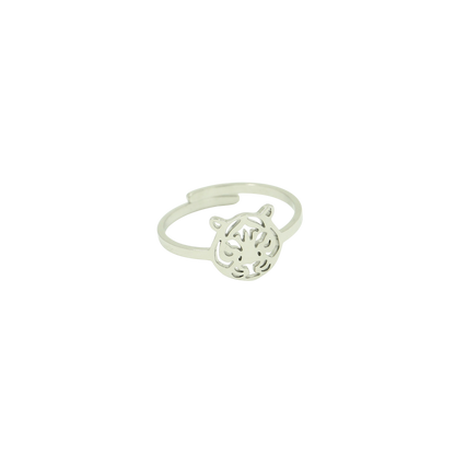 Ring met uitgesneden tijgerkop symbool