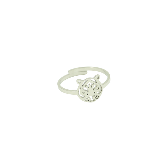 Ring met uitgesneden tijgerkop symbool