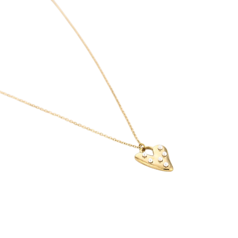 Dual Pearl Heart Ketting
