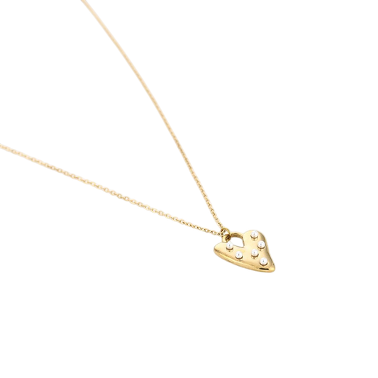 Dual Pearl Heart Ketting