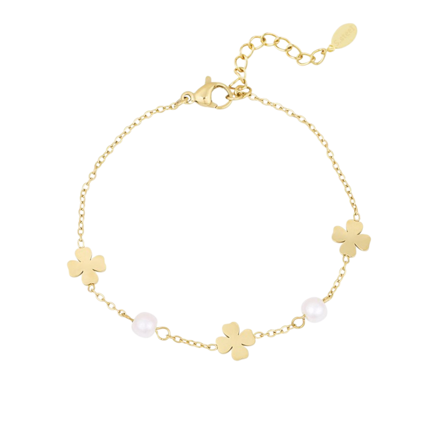 Lucky Clover Pearl Armband