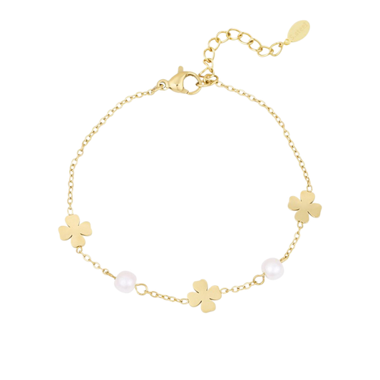 Lucky Clover Pearl Armband