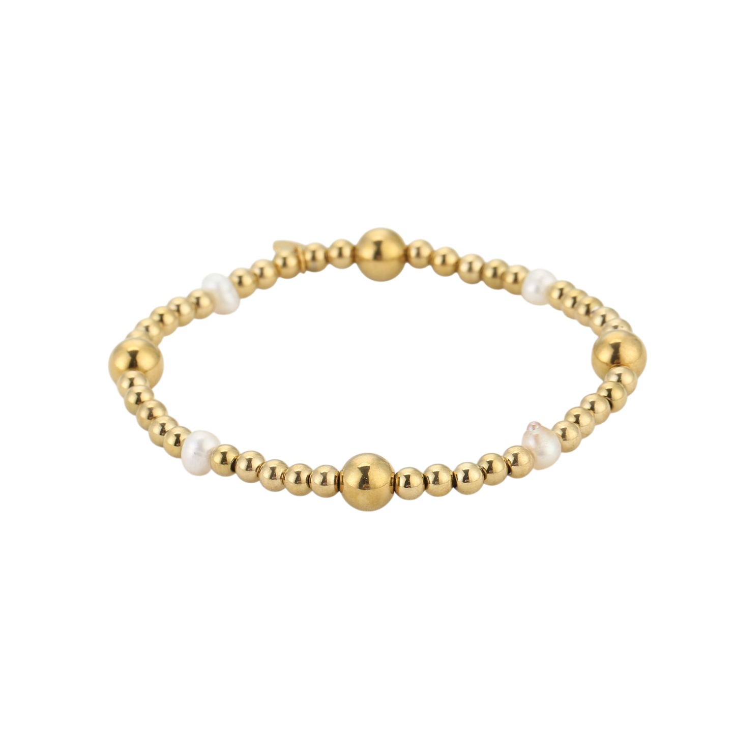 Golden Bead & Pearl Armband
