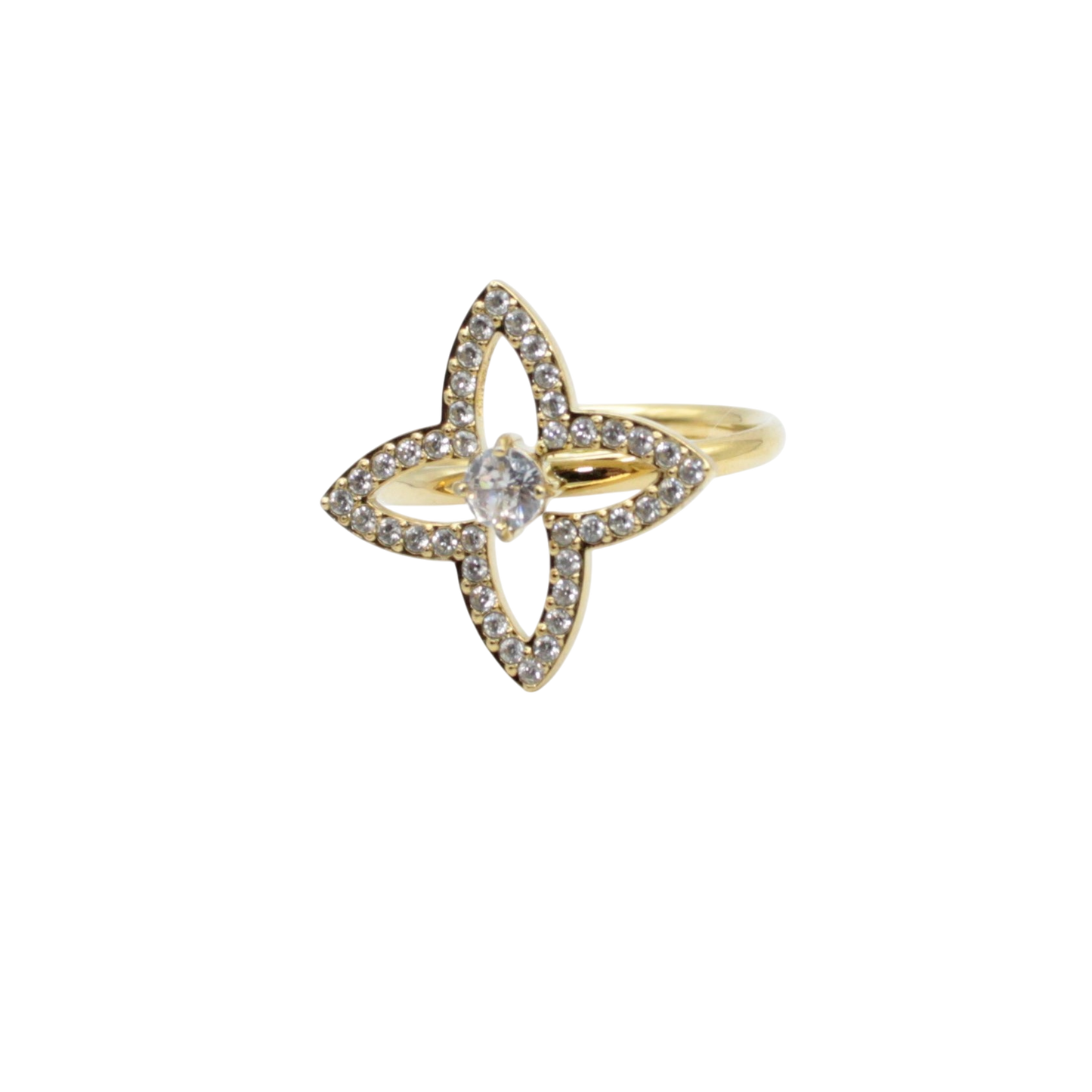 Open Sparkle Clover Ring