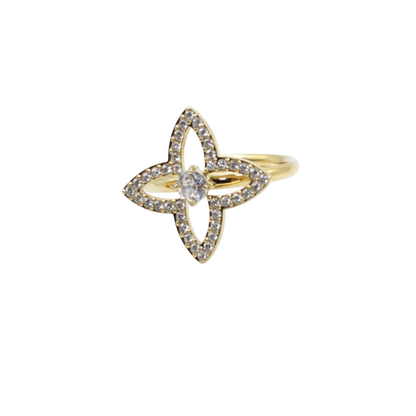 Open Sparkle Clover Ring
