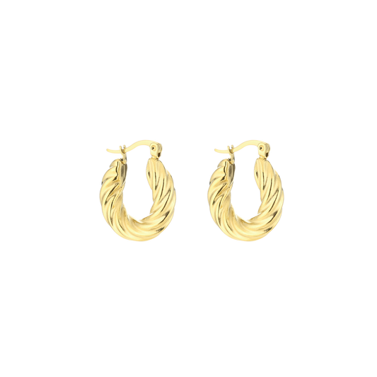 Roestvrijstalen oorringen met bold twist reliëf