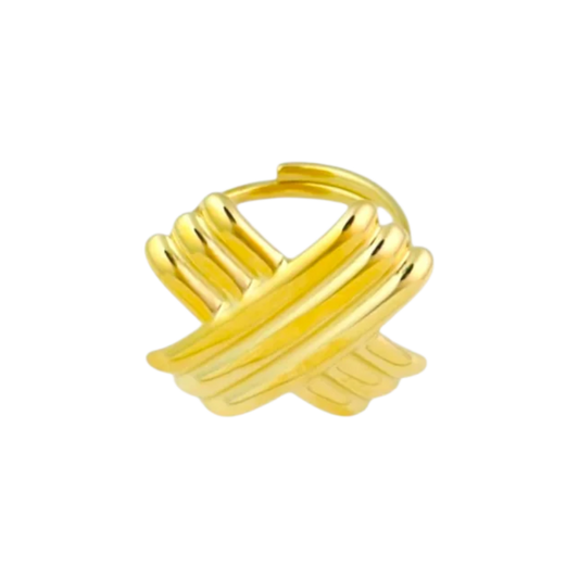 Gouden gevlochten ring van stainless steel